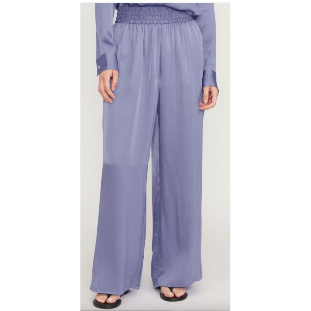 Everlane Satin Pull On Pant Womens Small Wide Leg Full Length Elastic Waist